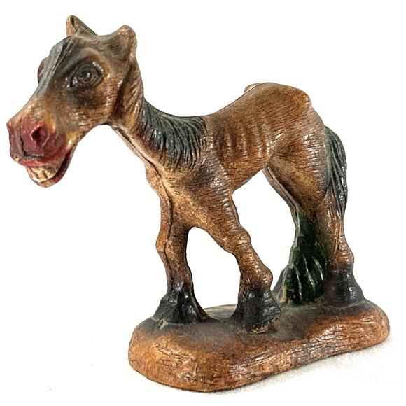 Multi Products Other - Vintage Multi Products Hungry Horse Figurine 5” Composite Wood Pulp Syroco Style